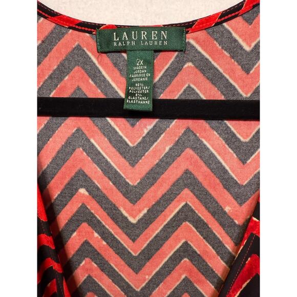 Ralph Lauren Red/Black Faux Wrap Dress, Size 2X - Picture 3 of 7